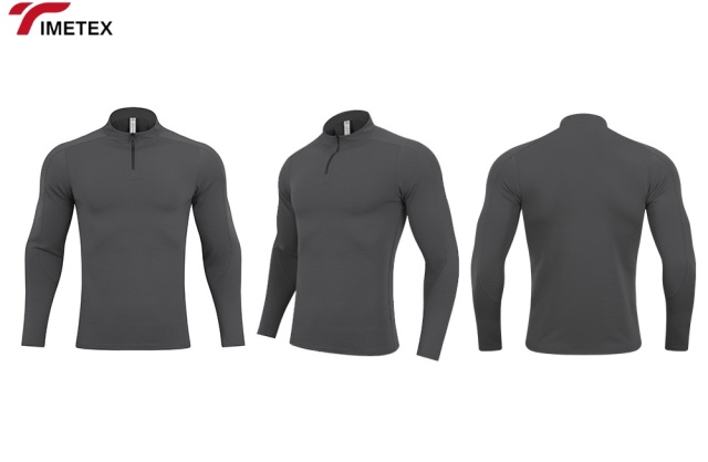 TIMETEX  Custom Plain Crewneck Long Sleeve Blank Solid Casual Sports Polyester Long Sleeve Shirt Quarter Zip Men's Long Sleeve