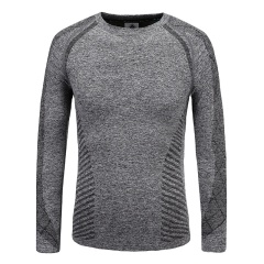 Custom Men's Casual Sportswear Seamless Crewneck Hoodie Long Sleeve European American Fashion Base Shirt Solid Pattern Knitted