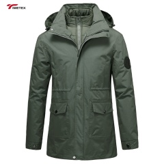 Casual Winter Waterproof Mid-Length Jacket for Mountain Climbing Polyester Flat-Dyed Zipper Closure Long Style