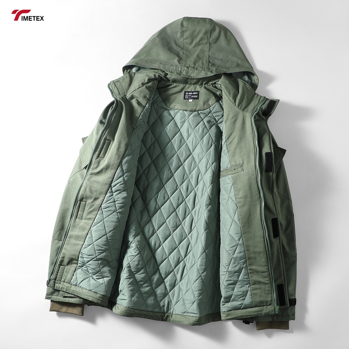 Men's Adult Polyester Fiber Jacket Waterproof Identification Long Canvas Sporty Style Zipper Front Winter Carrying Shearing