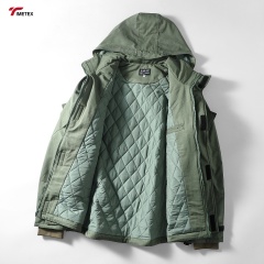 Men's Adult Polyester Fiber Jacket Waterproof Identification Long Canvas Sporty Style Zipper Front Winter Carrying Shearing