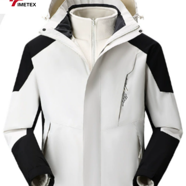 TIMETEX High Quality Unisex 3 in 1 Waterproof Outdoor Mountaineering Breathable Windbreaker Ski Jacket With Hood