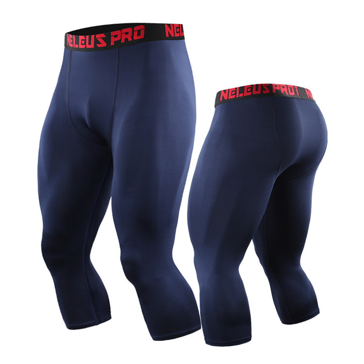 Men Compression Leggings Men Custom Logo Workout Sport Tights Base Layer 3/4 Length Gym Fitness Pants Legging