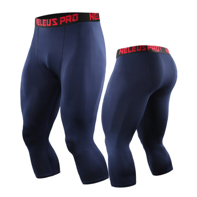 Men Compression Leggings Men Custom Logo Workout Sport Tights Base Layer 3/4 Length Gym Fitness Pants Legging