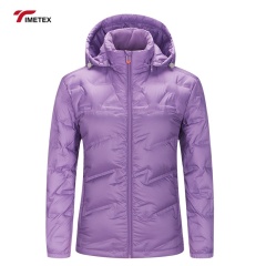 TIMETEX Vintage Style Slim Lightweight Puffer Jacket 6XL Size Rabbit Fur Canvas Stand Collar Zipper Closure Front Finished