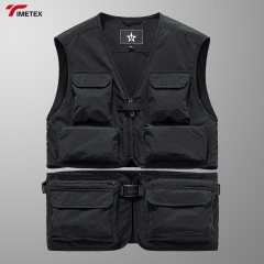 Men's Casual Large Size Waistcoat New Outdoor Canvas Tooling Multi-Pocket Clip Winter Use Loose Fit Fishing Vest