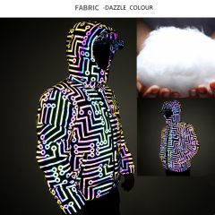 Comfortable Circuit Pattern High Vis Glitter Reflective Casual Bubble Jacket Coat Winter Down Clothing for Men Workout Hip-hop