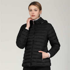 2024 Autumn New Style Fashion Womans Long Sleeve Thin  Full Zipper Jacket  Hooded Windproof  Warm Down Jacket