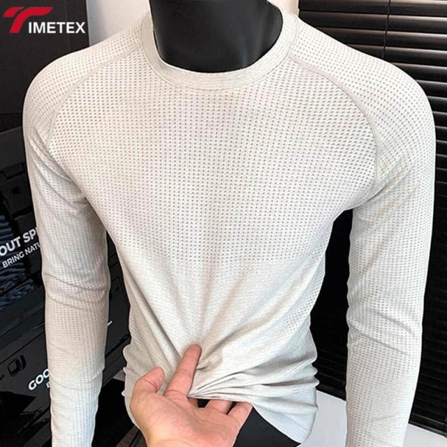 Custom Made Logo Printed Mens Gym Breathable Sport T-Shirt Slim-fit Long Sleeve Quick Dry Lightweight Windproof 3D Pattern