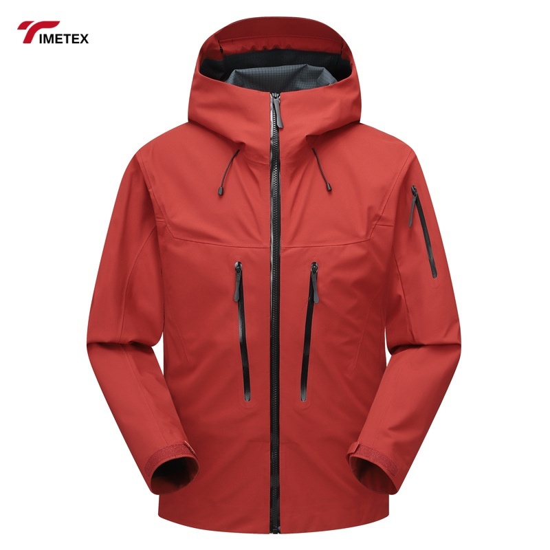 Men's 3L Outdoor Hard Shell Windbreaker Jacket High Performance 3D Hooded Raincoat Zipper Closure Breathable Windproof Plus Size