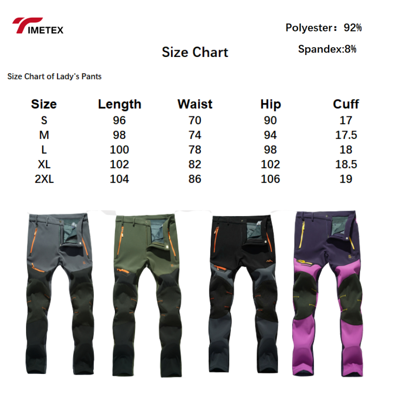 OEM Garment Manufacture Softshell Pants Windproof Waterproof Breathable Outdoor Hiking Men's Trousers Winter Fleece Pants