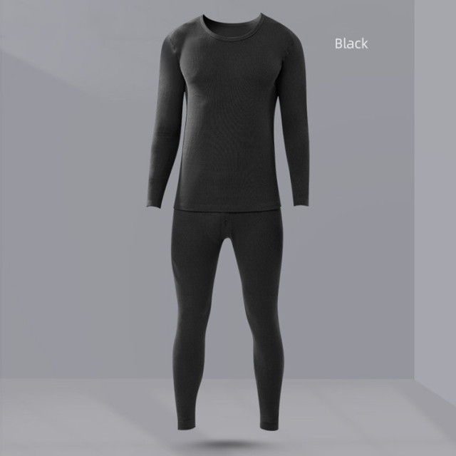 Men Round Neck Cationic Thermal Underwear Men Moisture Wicking Underwear Knee Pad Long Pants Suit