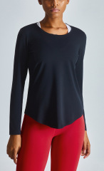 TIMETEX Women  Long Sleeve Fitness  Yoga Wear Sportswear Crewneck Lightweight Active Running  Curved Hem T-shirt