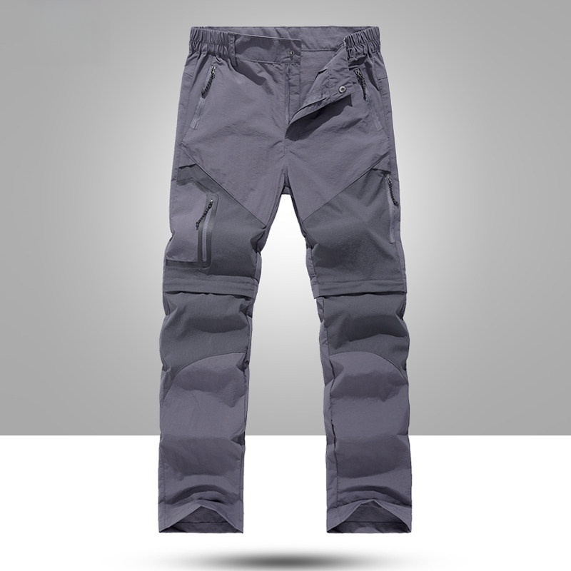 Men's Outdoor Quick-Drying Casual Pants Summer Thin Elastic Breathable Trousers Detachable Shorts Mid Waist Knitted Front Style
