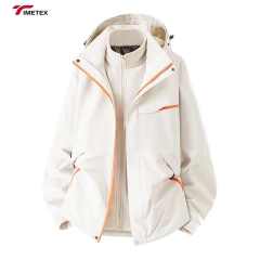 Timetex Three-in-One Waterproof Winter Coat Detachable Stand Collar Long Soft Hardshell Soft Shell Solid Zipper Outdoor Print