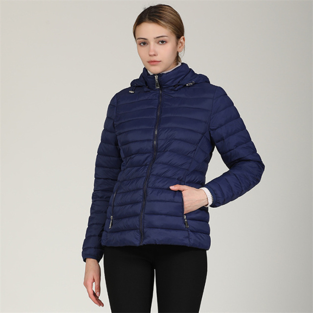 2024 Autumn New Style Fashion Womans Long Sleeve Thin  Full Zipper Jacket  Hooded Windproof  Warm Down Jacket