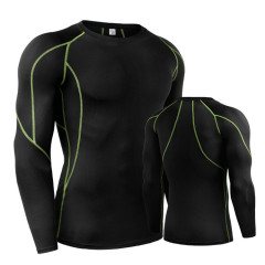 Mens  Gym Compression Tops Solid Color Stretch Base Layer Shirt  Quick-drying Breathable Custom Long Sleeve T Shirt