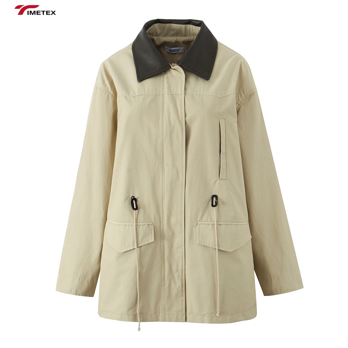 TIMETEX   Custom Wholesale Mid-Length Casual Polyester Work Coat Spring Autumn Thin Jacket Large Pocket Zipper Closure Outdoor