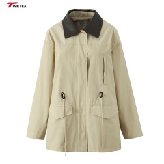 TIMETEX   Custom Wholesale Mid-Length Casual Polyester Work Coat Spring Autumn Thin Jacket Large Pocket Zipper Closure Outdoor