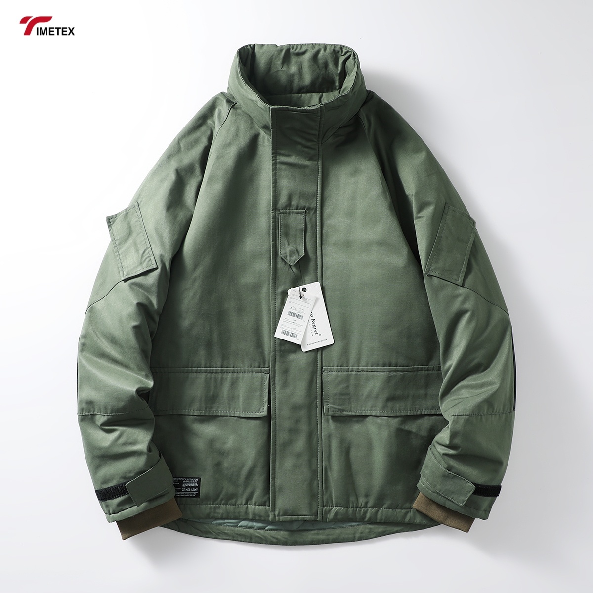 Men's Adult Polyester Fiber Jacket Waterproof Identification Long Canvas Sporty Style Zipper Front Winter Carrying Shearing