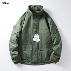 Men's Adult Polyester Fiber Jacket Waterproof Identification Long Canvas Sporty Style Zipper Front Winter Carrying Shearing