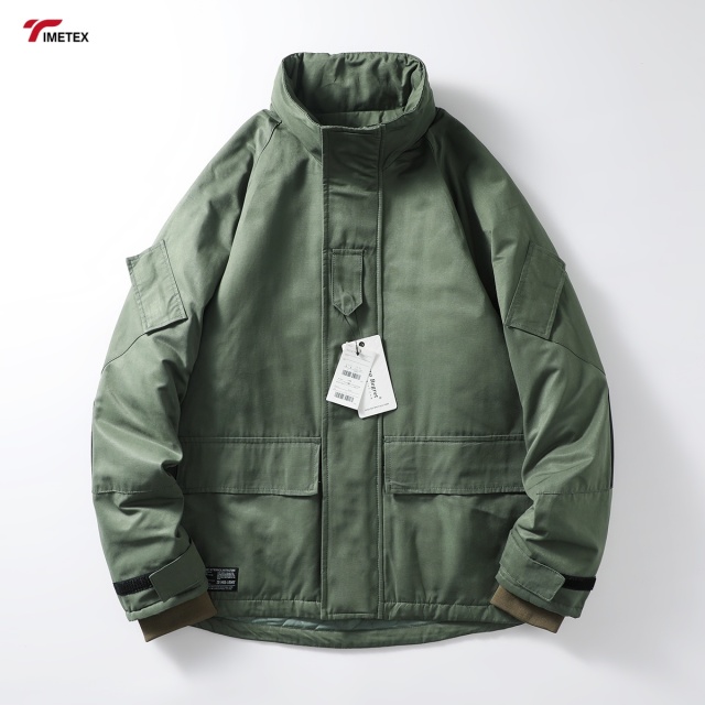 Men's Adult Polyester Fiber Jacket Waterproof Identification Long Canvas Sporty Style Zipper Front Winter Carrying Shearing