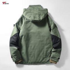 Men's Adult Polyester Fiber Jacket Waterproof Identification Long Canvas Sporty Style Zipper Front Winter Carrying Shearing