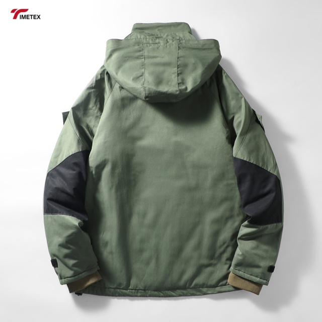 Men's Adult Polyester Fiber Jacket Waterproof Identification Long Canvas Sporty Style Zipper Front Winter Carrying Shearing