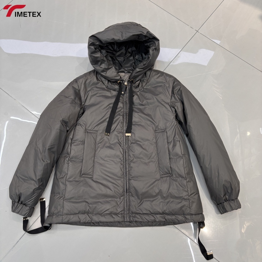 TIMETEX Women's Winter Parka Casual Loose Drawstring Hooded Jacket with White Duck Down Oversized Reversible Waterproof
