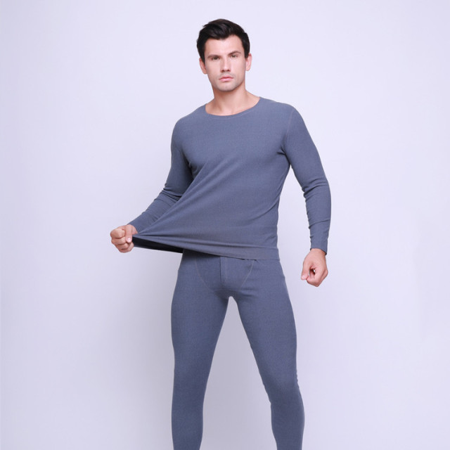 Best Selling Round Neck Cotton Heated Thermal Underwear for Men Winter Stretch Thermal Underwear Suit