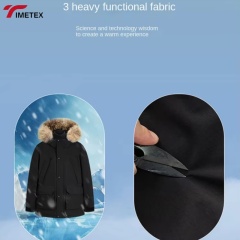 TIMETEX Custom Men's Workman's Jacket White Duck Thick Winter Protection Fur Collar Hood Windproof Waterproof Reversible