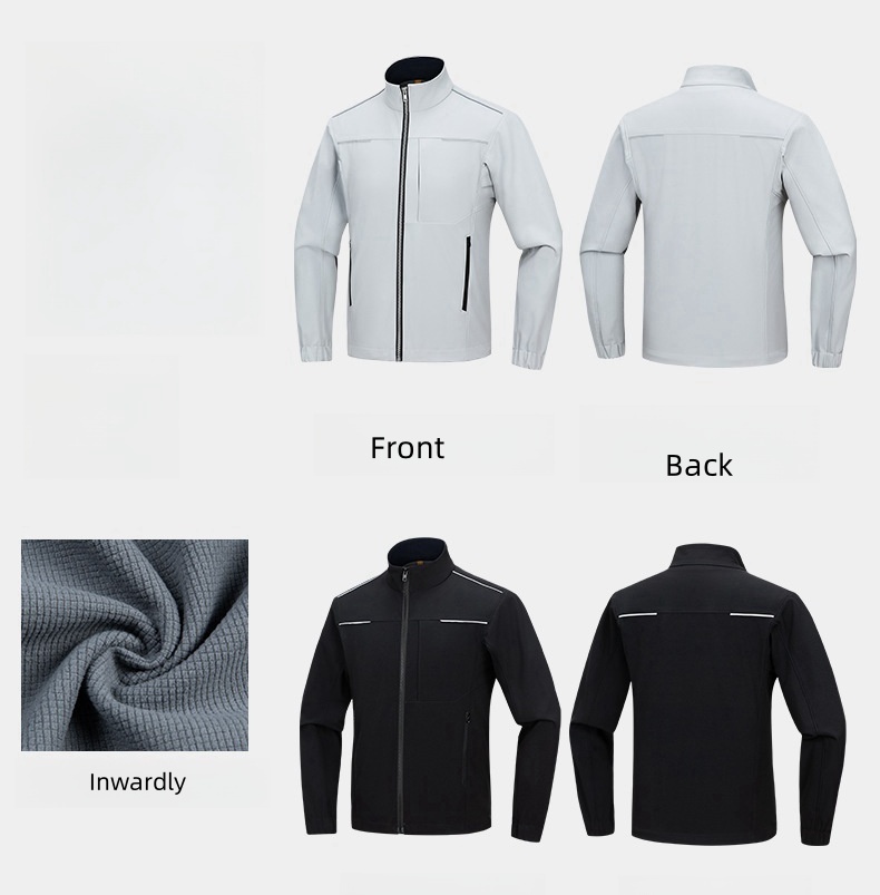 Men's Windproof Waterproof Cargo Jacket with Warm Stand Collar and Safety Reflective Strip Customizable Winter Coat