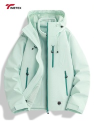 Tiemtex Autumn Sports Jacket Solid Pattern Zipper Closure Soft Shell Stand Collar for Urban Leisure Hiking Outdoor Activities