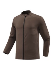 Custom Logo Outdoor Men's Jacket with Woven Stand Collar Autumn Winter Windproof Waterproof Work Clothes for Outdoor Activities