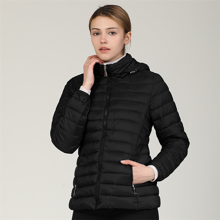 2024 Autumn New Style Fashion Womans Long Sleeve Thin  Full Zipper Jacket  Hooded Windproof  Warm Down Jacket