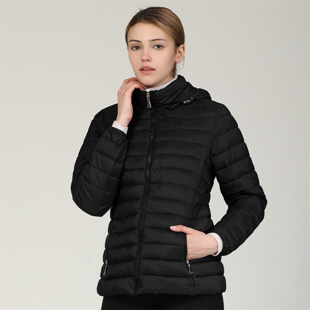 2024 Autumn New Style Fashion Womans Long Sleeve Thin  Full Zipper Jacket  Hooded Windproof  Warm Down Jacket