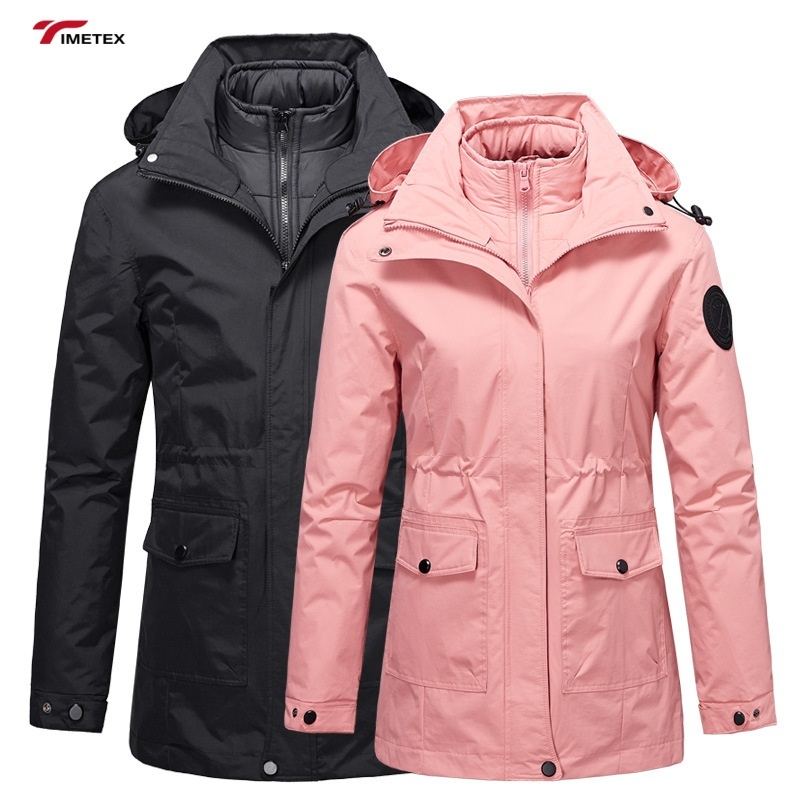 Casual Winter Waterproof Mid-Length Jacket for Mountain Climbing Polyester Flat-Dyed Zipper Closure Long Style