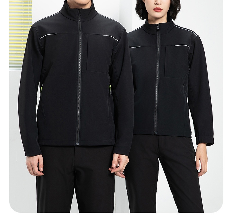 Men's Windproof Waterproof Cargo Jacket with Warm Stand Collar and Safety Reflective Strip Customizable Winter Coat