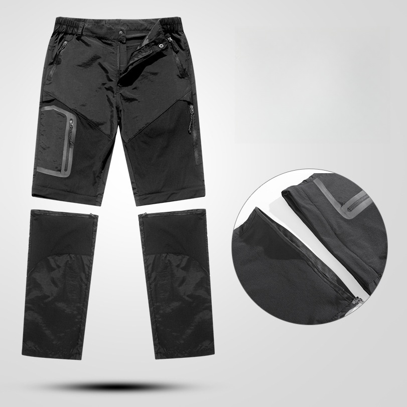 Men's Outdoor Quick-Drying Casual Pants Summer Thin Elastic Breathable Trousers Detachable Shorts Mid Waist Knitted Front Style