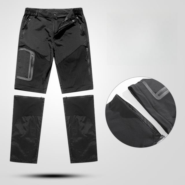 Men's Outdoor Quick-Drying Casual Pants Summer Thin Elastic Breathable Trousers Detachable Shorts Mid Waist Knitted Front Style