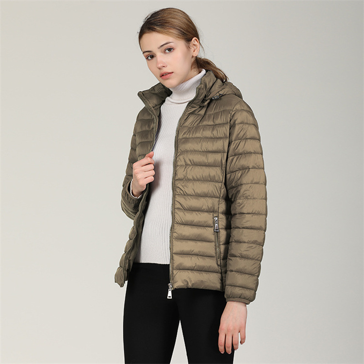 2024 Autumn New Style Fashion Womans Long Sleeve Thin  Full Zipper Jacket  Hooded Windproof  Warm Down Jacket