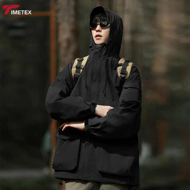 TIMETEX Vintage Safari Jacket for Men Stand Collar Zipper Closure Waterproof 3XL Autumn Winter Wear with Solid Pattern