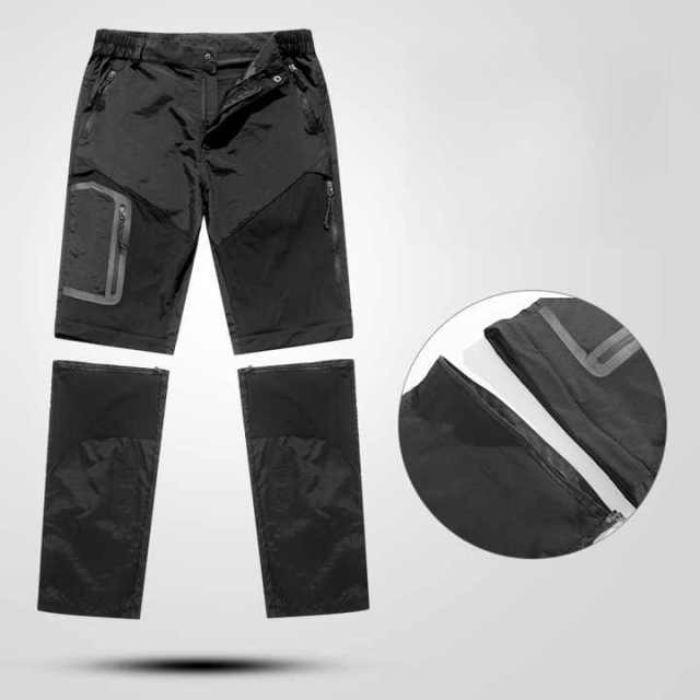 Men's Outdoor Quick-Drying Casual Pants Summer Thin Elastic Breathable Trousers Detachable Shorts Mid Waist Knitted Front Style