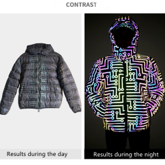 Comfortable Circuit Pattern High Vis Glitter Reflective Casual Bubble Jacket Coat Winter Down Clothing for Men Workout Hip-hop