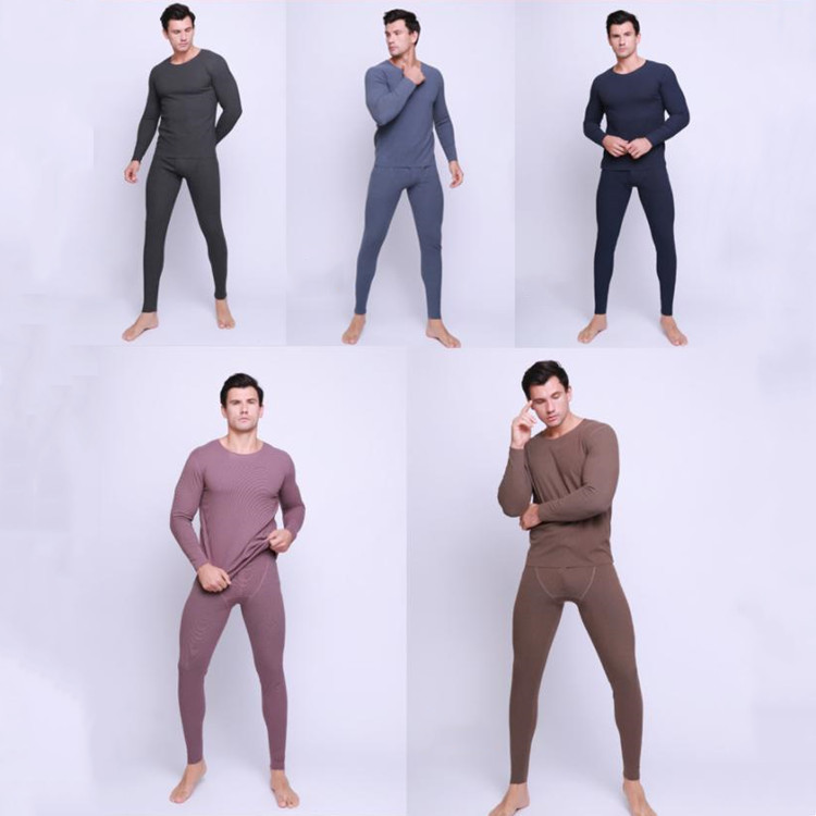 Best Selling Round Neck Cotton Heated Thermal Underwear for Men Winter Stretch Thermal Underwear Suit