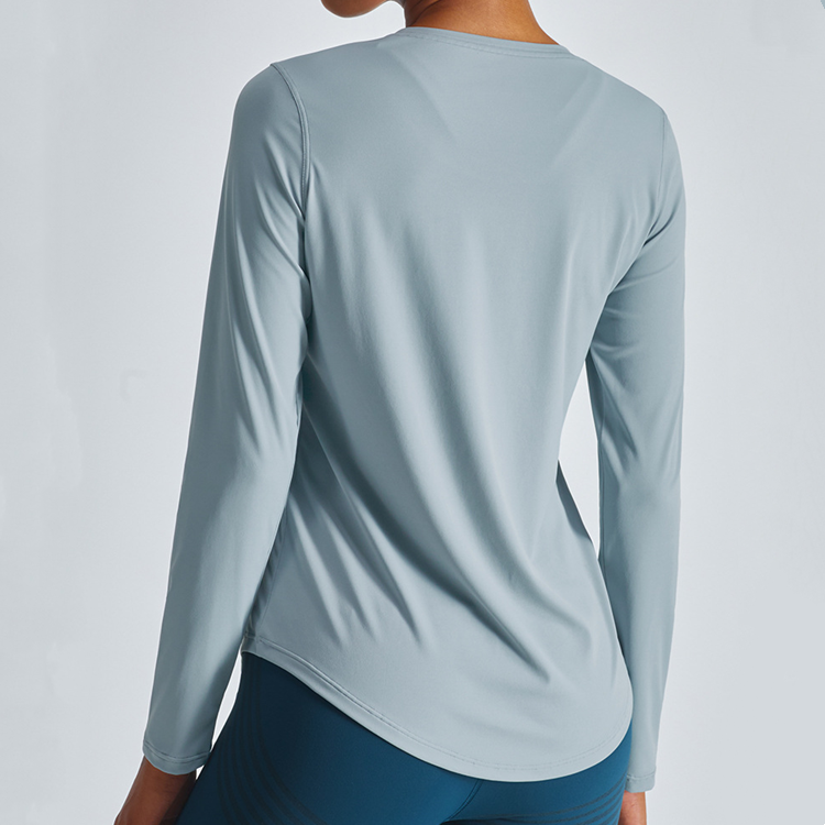 TIMETEX Women  Long Sleeve Fitness  Yoga Wear Sportswear Crewneck Lightweight Active Running  Curved Hem T-shirt