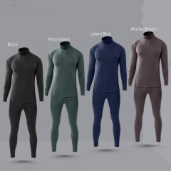 Men Round Neck Cationic Thermal Underwear Men Moisture Wicking Underwear Knee Pad Long Pants Suit
