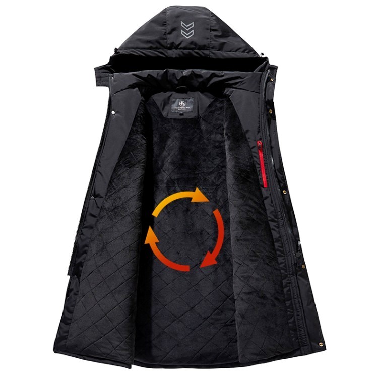 TIMETEX Men's Winter Overcoat Parka Waterproof Windproof Hooded Thin Oxford Fabric Long Regular Fit