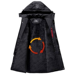 TIMETEX Men's Winter Overcoat Parka Waterproof Windproof Hooded Thin Oxford Fabric Long Regular Fit