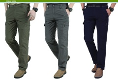 Lightweight Breathable Men's Summer Storm Pants Quick-Drying Waterproof Multi-Pocket Overalls Large Size L Knitted